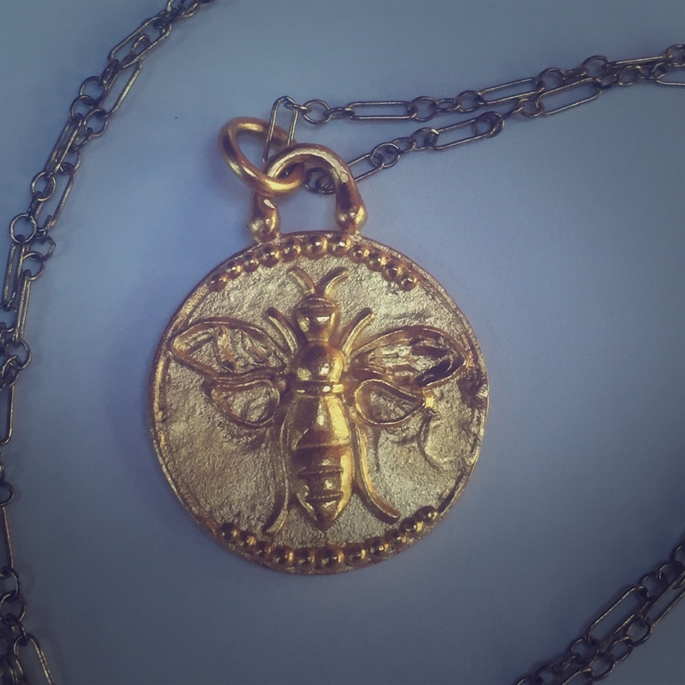 Honey Bee Pendant with Gold Vermeil